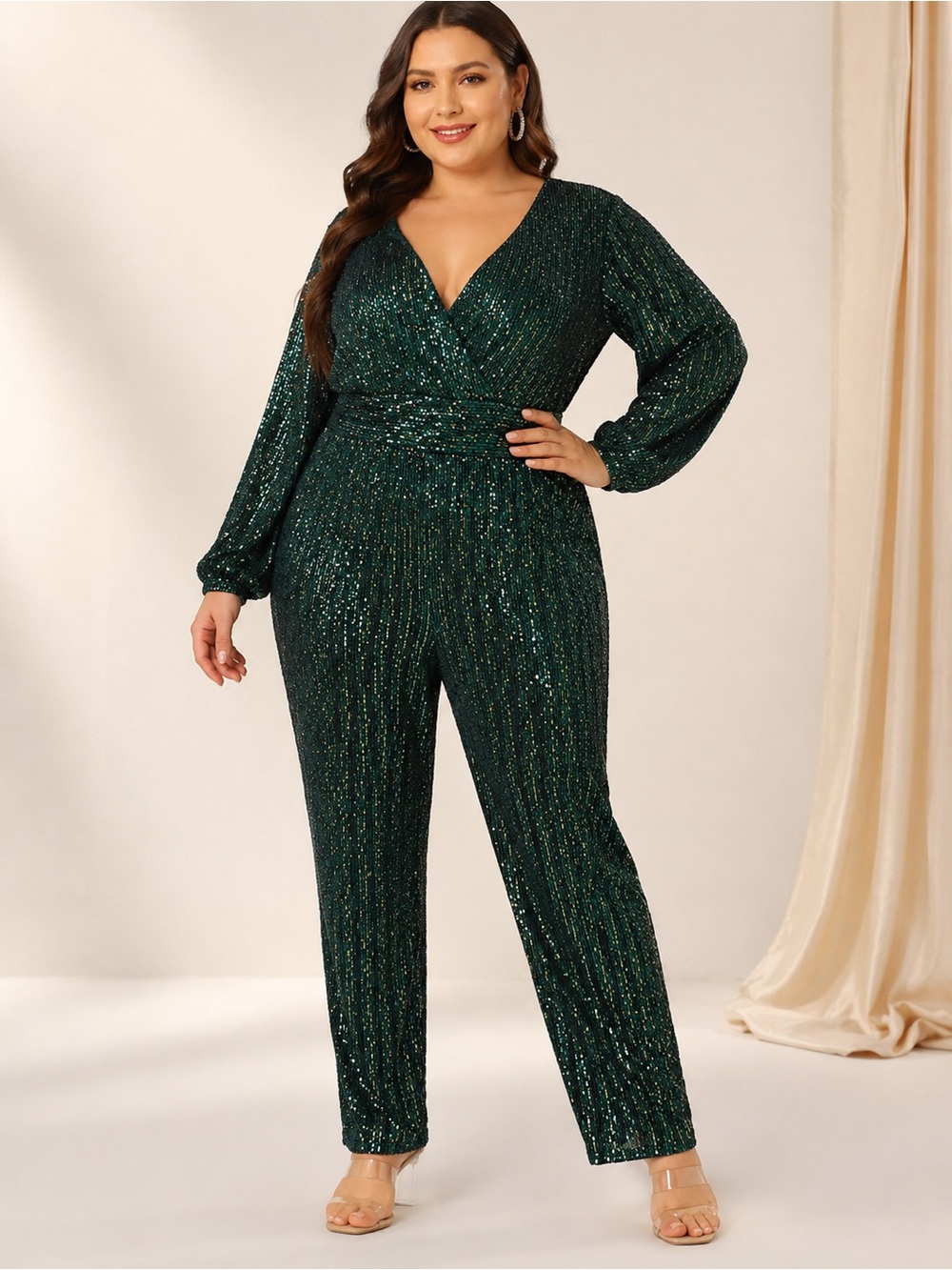 NWT Good times USA green and gold sequin jumpsuit